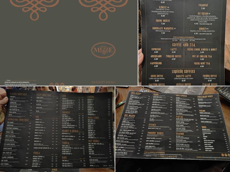 Mem's Meze Restaurant Menu