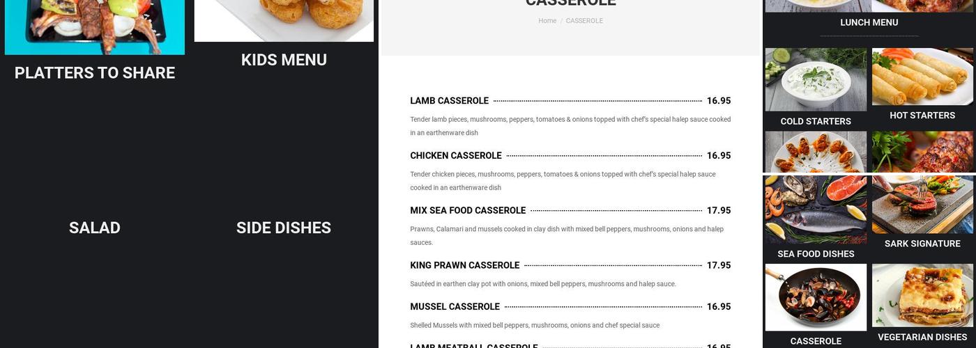 Sark Restaurant Menu