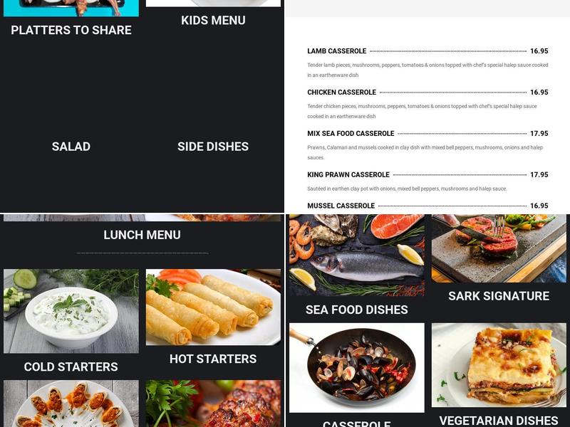 Sark Restaurant Menu