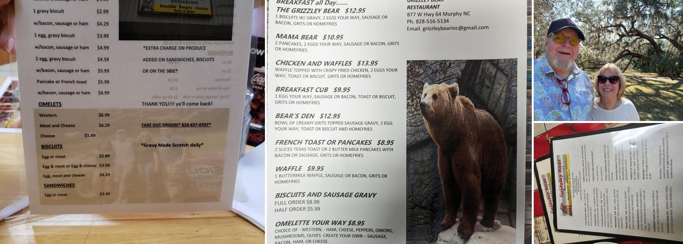 Grizzley Bear Restaurant Menu