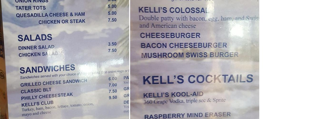 Kelli's Cafe Menu