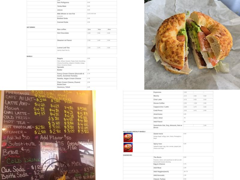 Red Square Cafe Menu