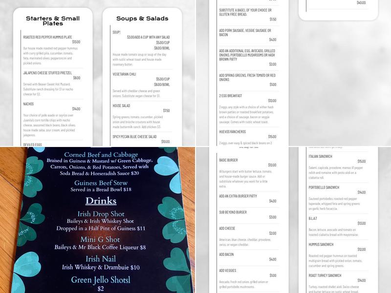 Bare Bones Cafe & Bar Menu