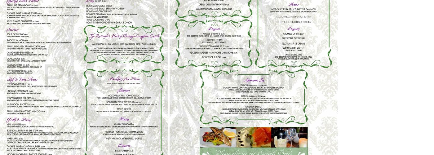 Franklins Brasserie Menu