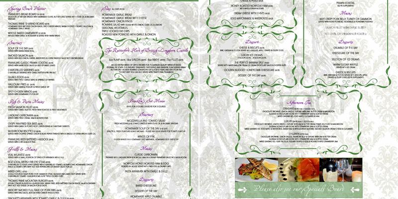 Franklins Brasserie Menu