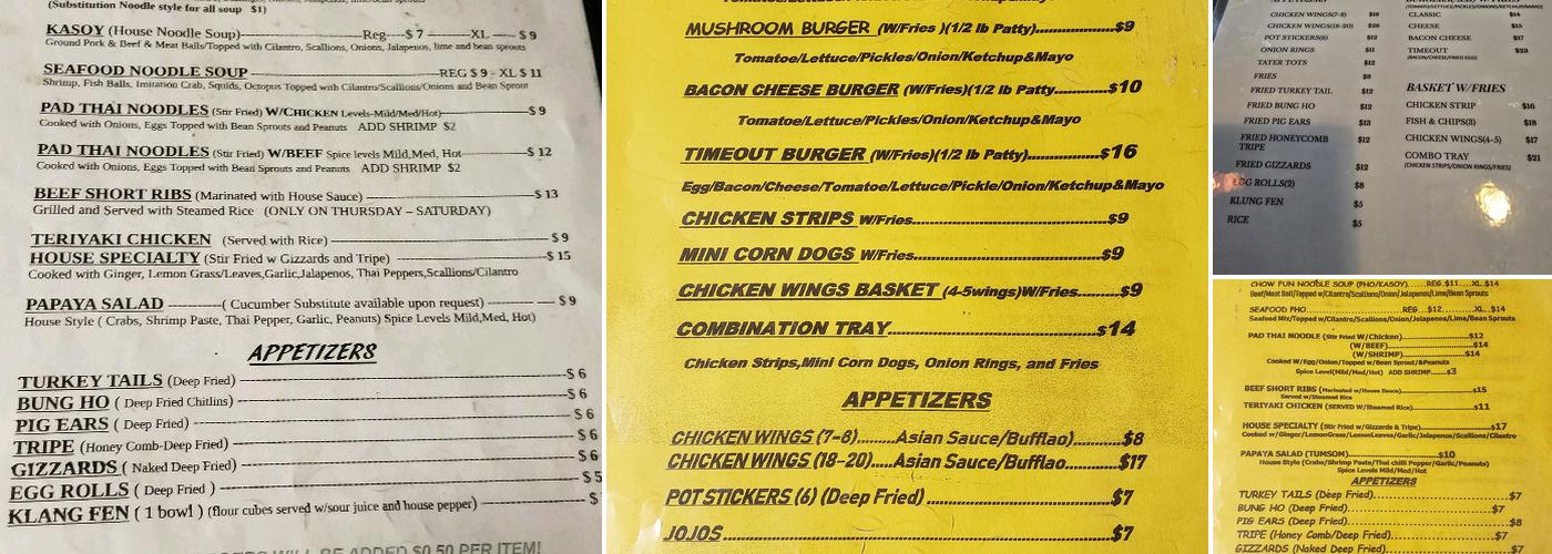 Timeout Bar & Grill Menu