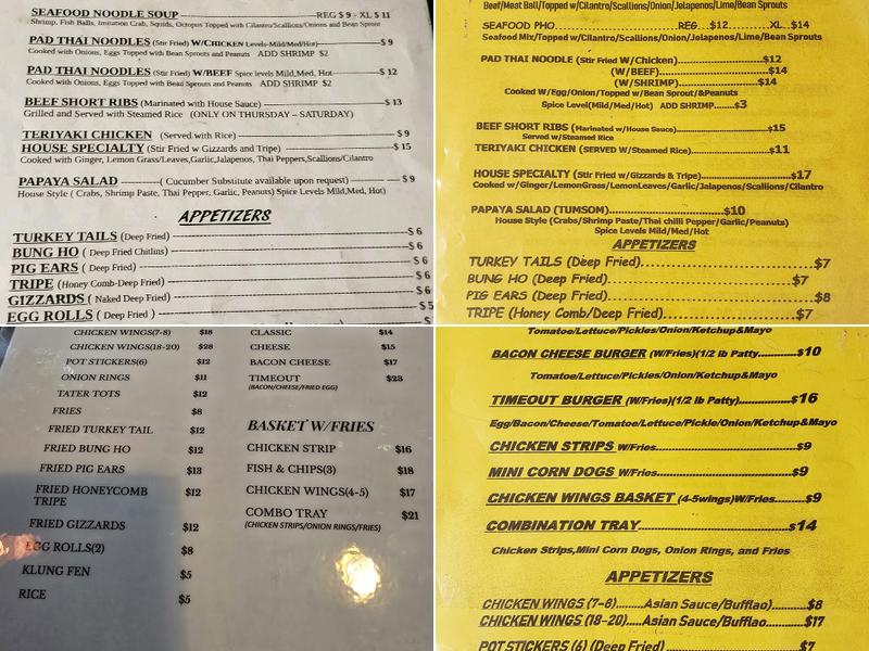 Timeout Bar & Grill Menu