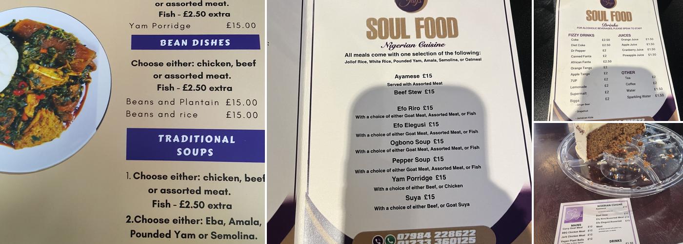Jay's Soul Food Menu