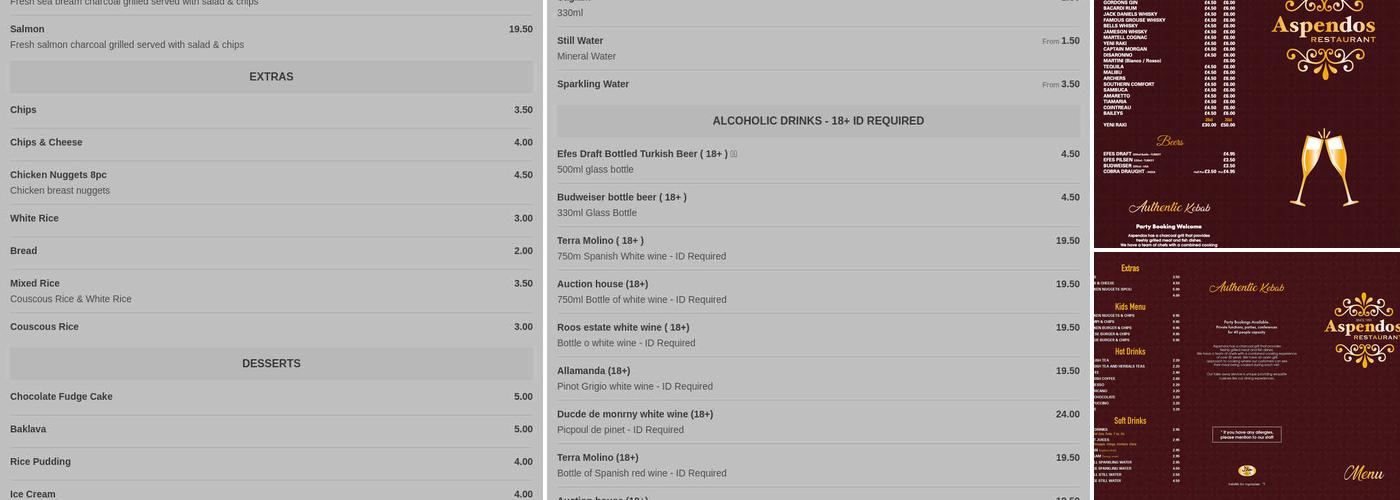 Aspendos Ashford Menu