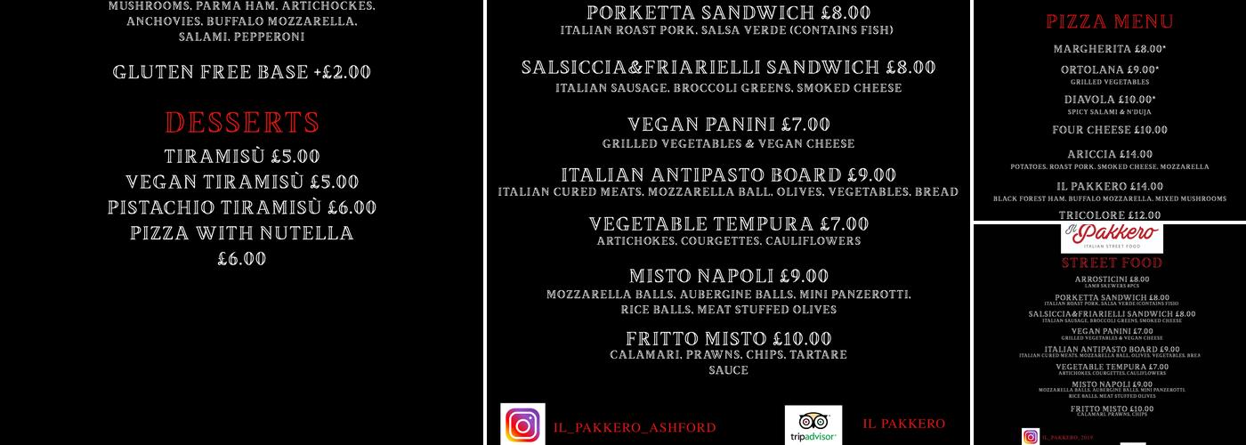 Il Pakkero Menu