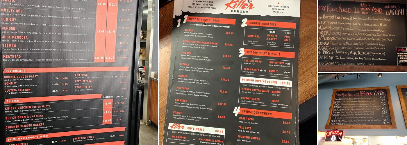 Killer Burger Menu