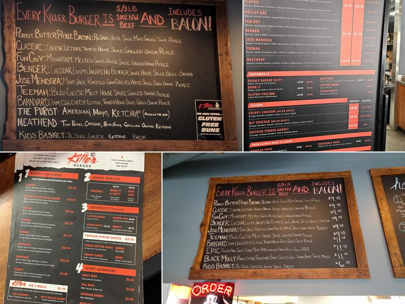 Killer Burger Menu
