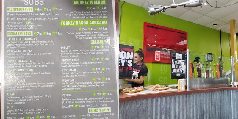 Monkey's Subs Menu