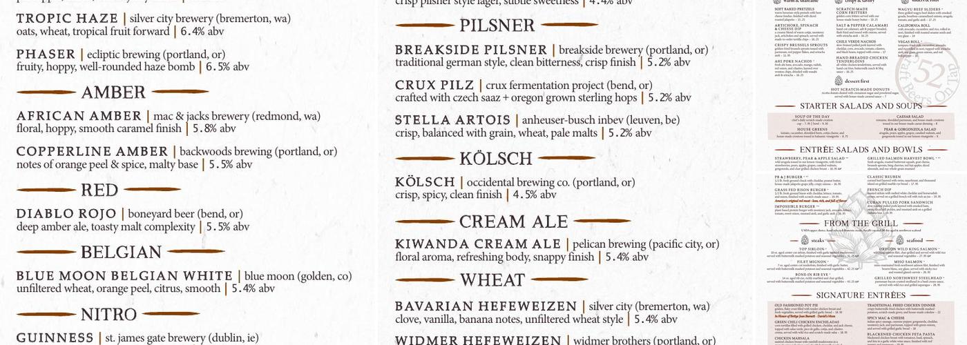 Copper River Restaurant & Bar Menu