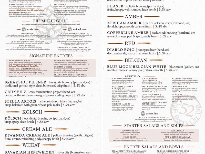 Copper River Restaurant & Bar Menu