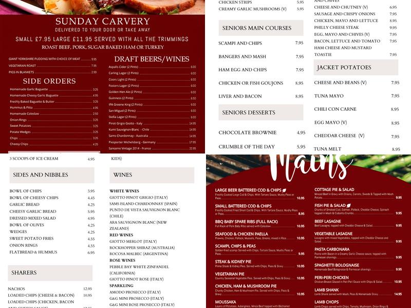 George and Dragon Hotel Menu