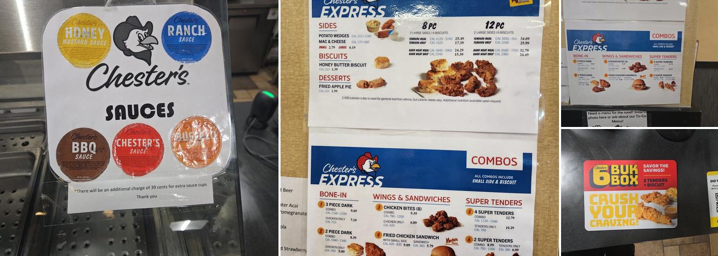 Chester’s Chicken Menu
