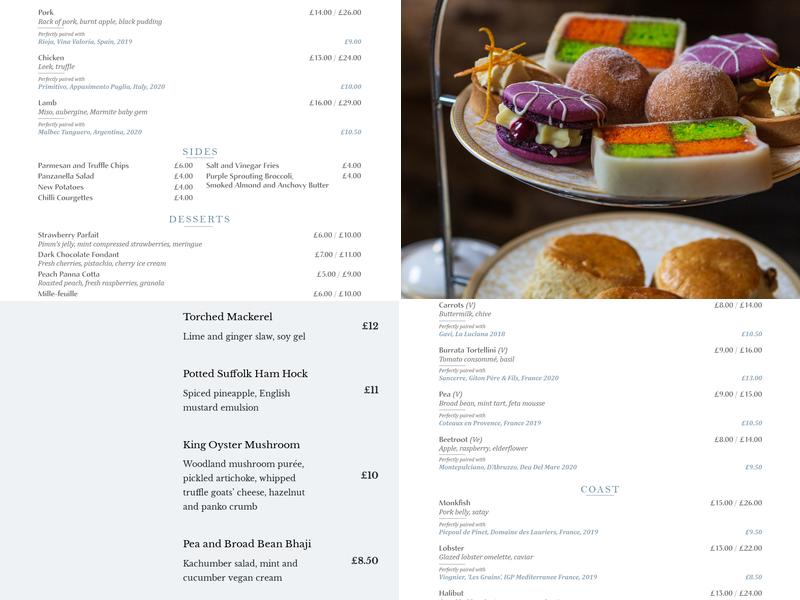 The Gallery Restaurant at The Swan at Lavenham Menu