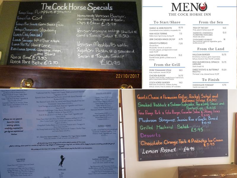 The Cock Horse Inn - Lavenham Menu