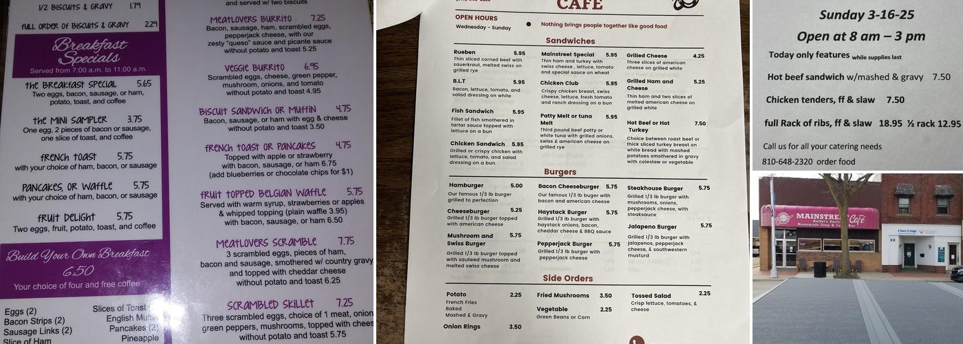 Mainstreet Cafe Menu