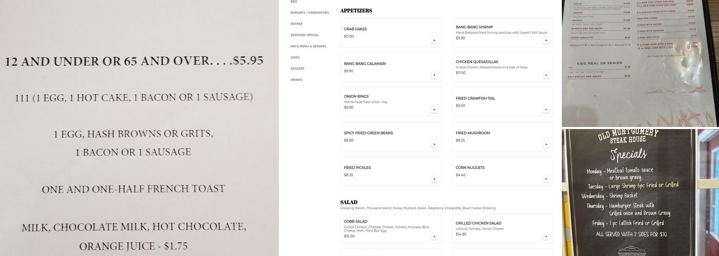 Old Montgomery Steakhouse Menu