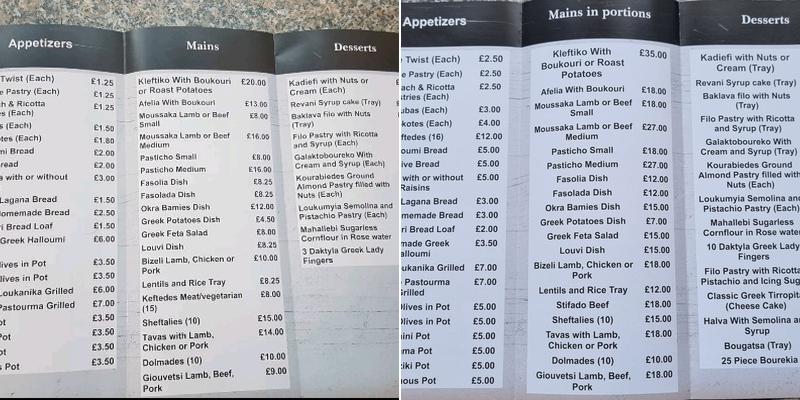 Cyprus Flavours Menu