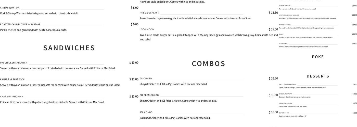 808 Grinds Menu