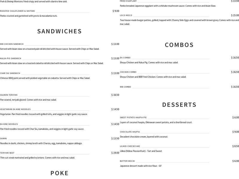 808 Grinds Menu