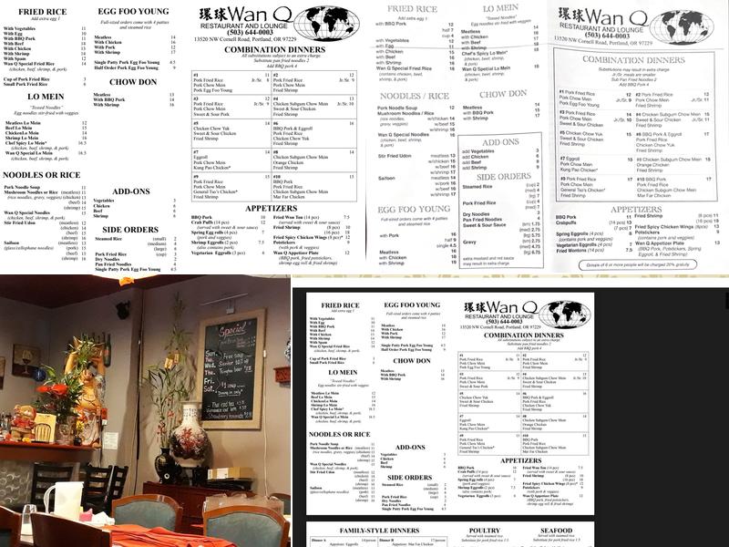 Wan Q Restaurant Menu