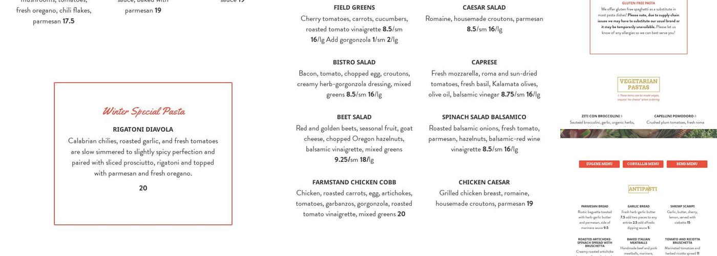 Pastini Menu
