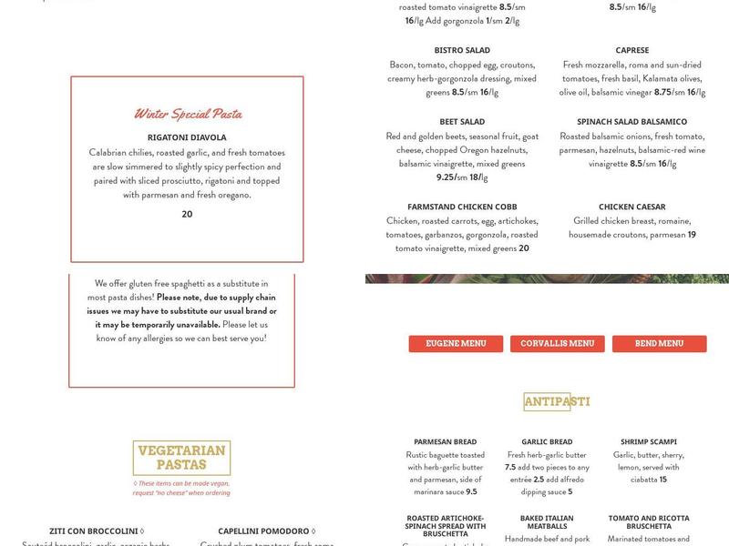 Pastini Menu