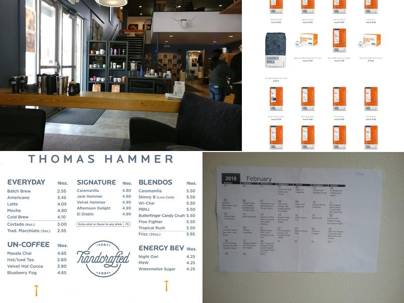 Thomas Hammer Coffee Roasters Menu