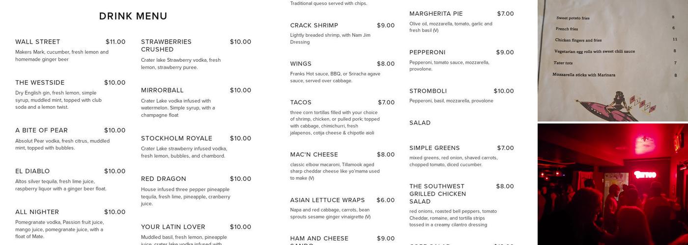 Astro Lounge Menu