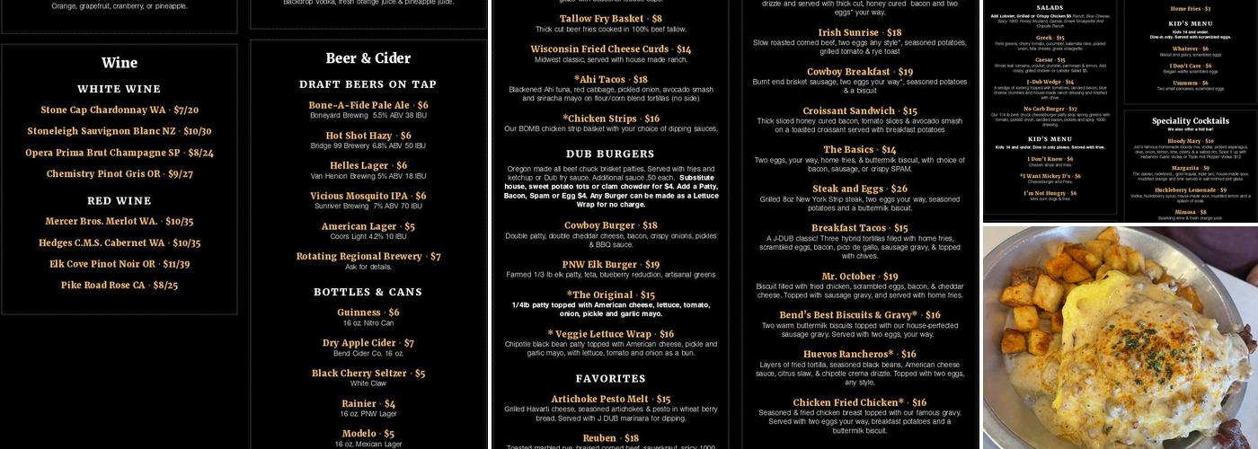 J DUB Menu