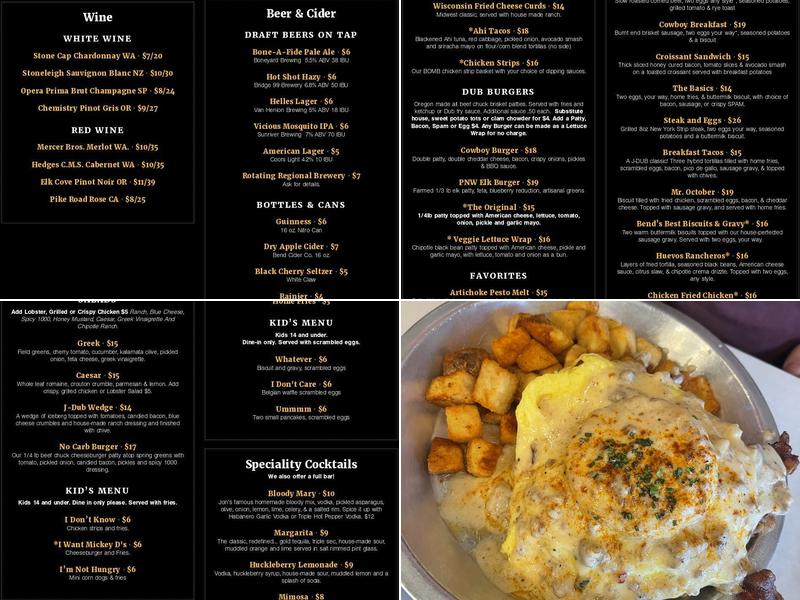 J DUB Menu