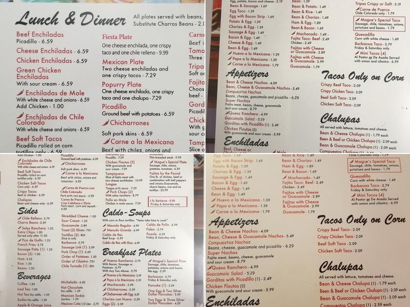 Mague's Cafe Menu