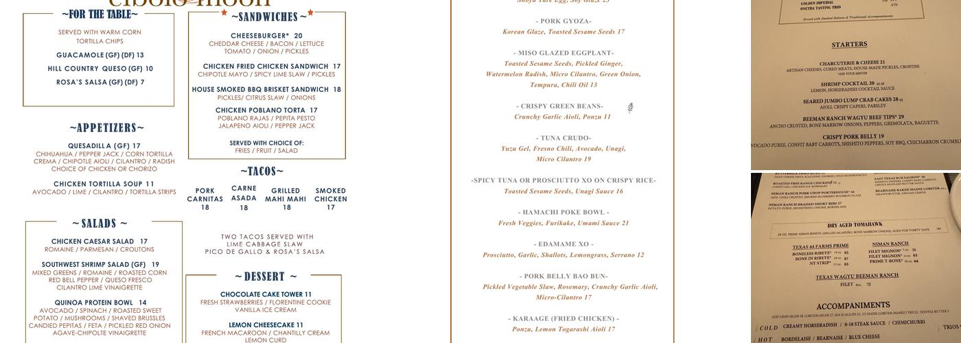 18 Oaks Menu