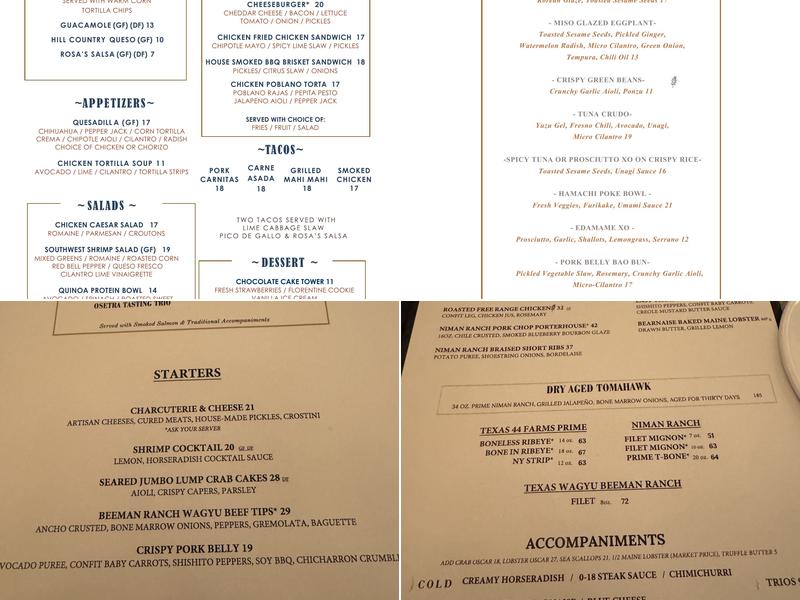 18 Oaks Menu