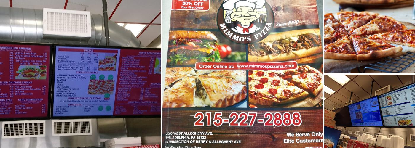 Mimmo's Pizza Menu