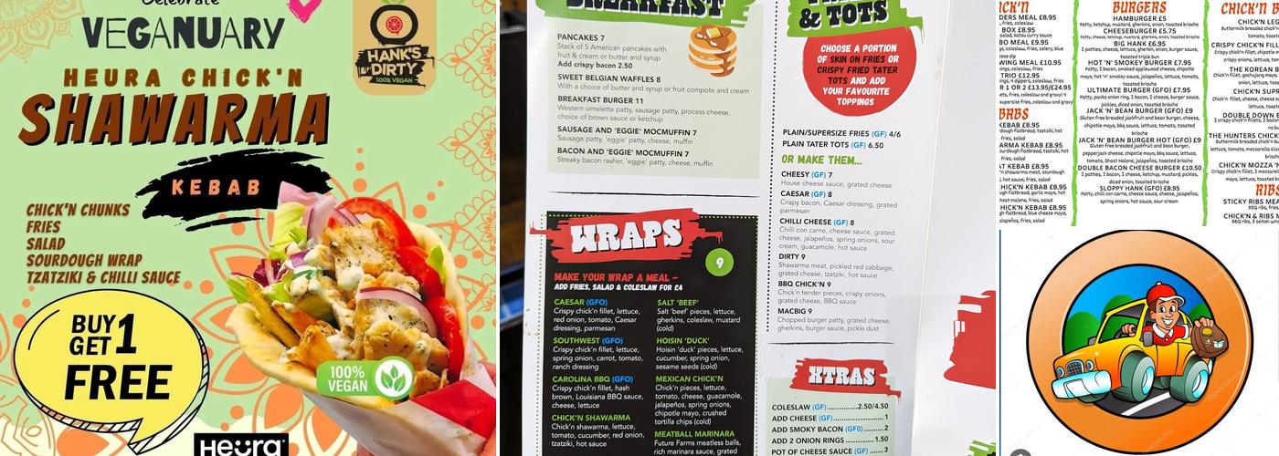 Hank's Colchester Menu