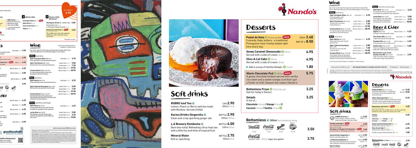 Nando's Colchester - Tollgate Menu