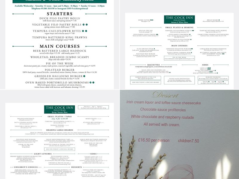 Cock Inn Polstead Menu