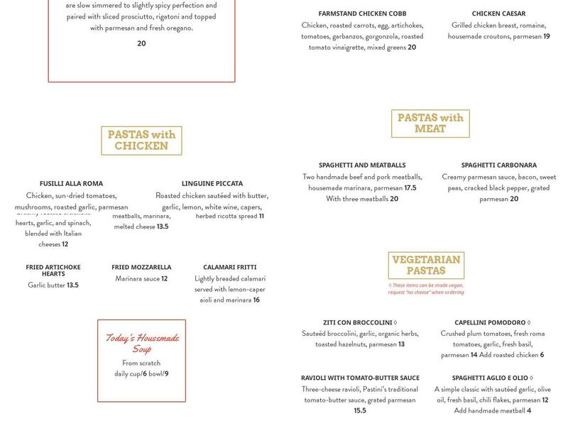 Pastini Menu