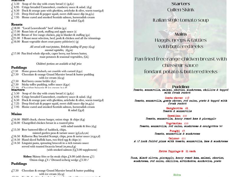 Hare & Hounds Menu