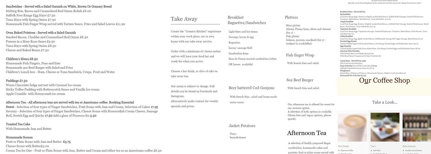 The Barn At Assington Menu