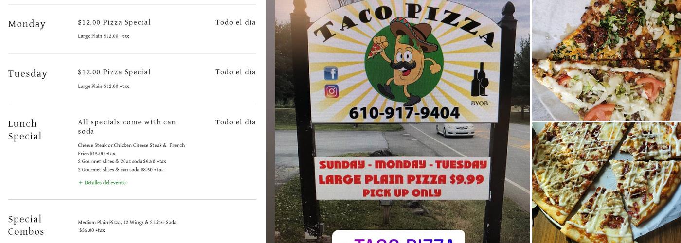 Taco Pizza Menu
