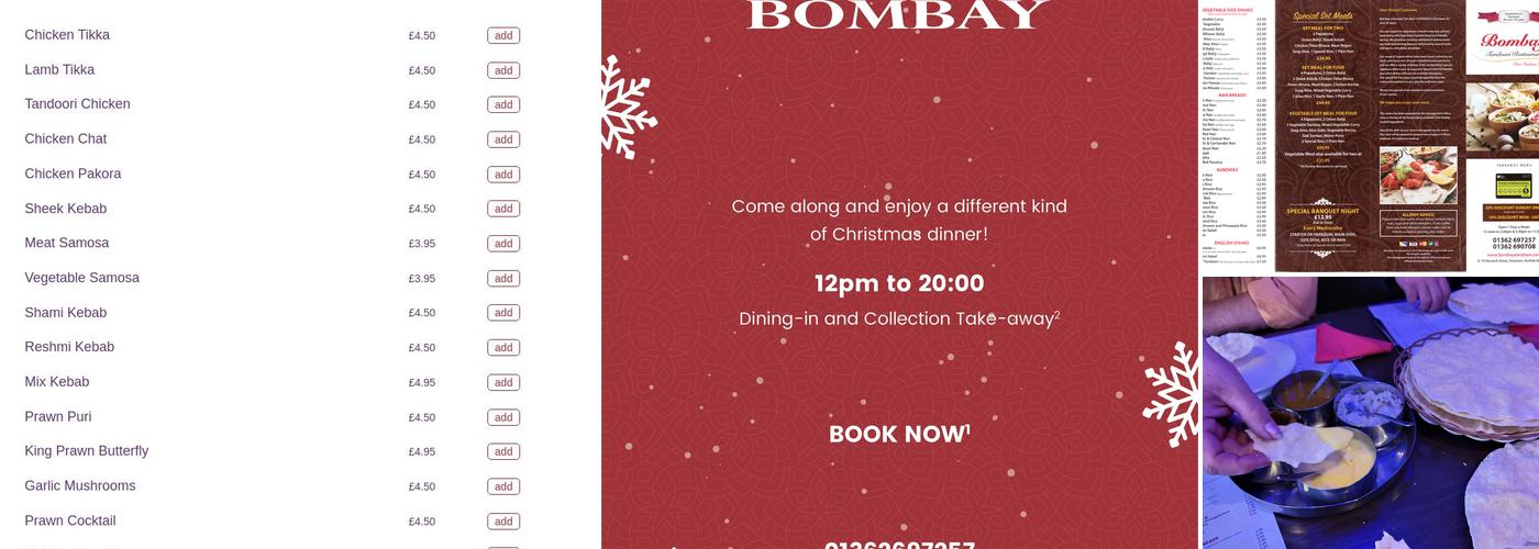 Bombay Tandoori Menu