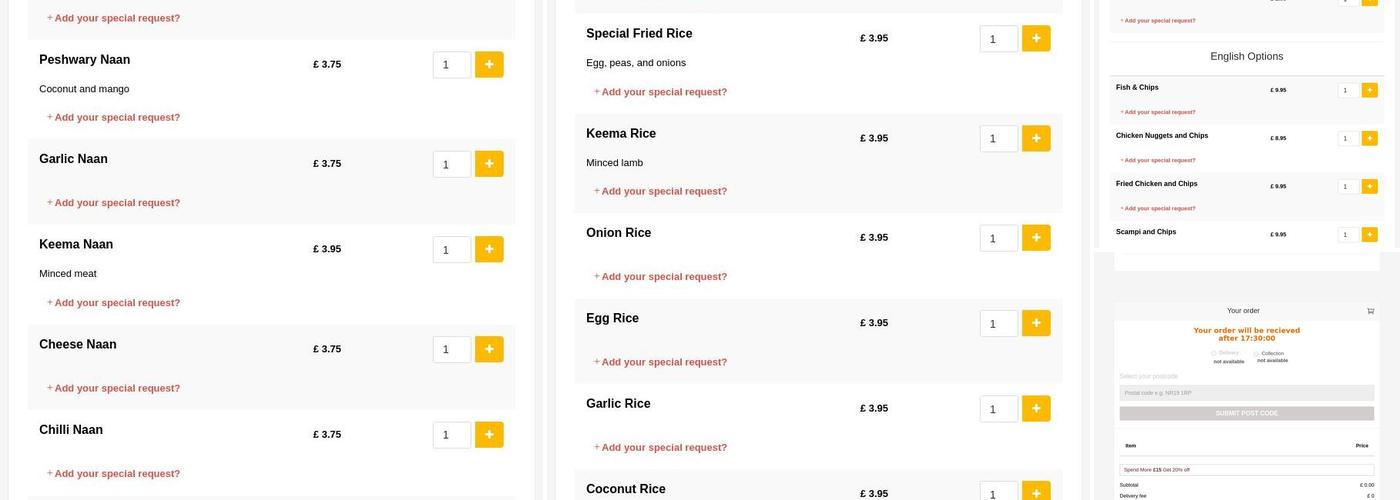 Rani's Indian Dining Menu