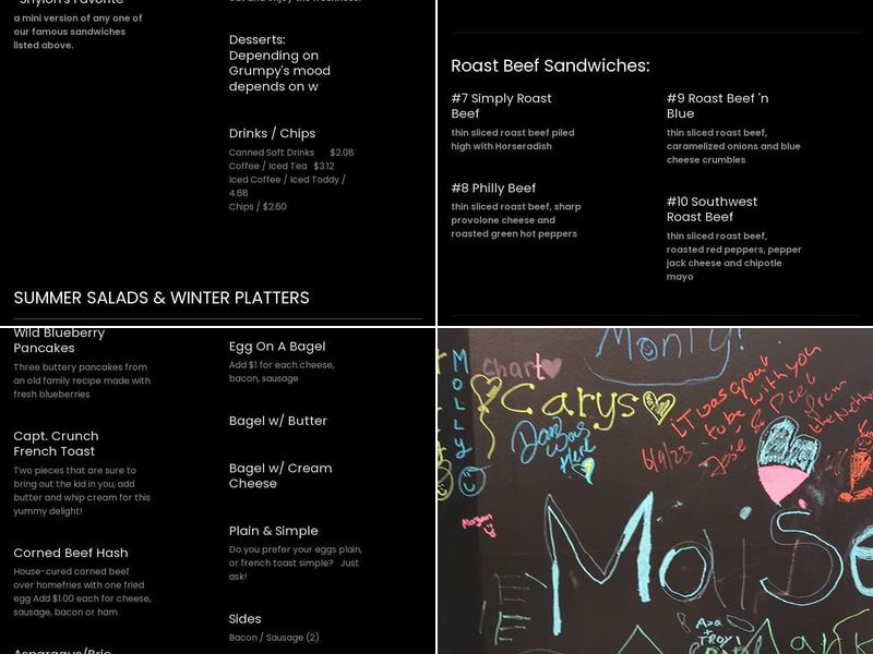 Grumpy's Sandwiches Menu