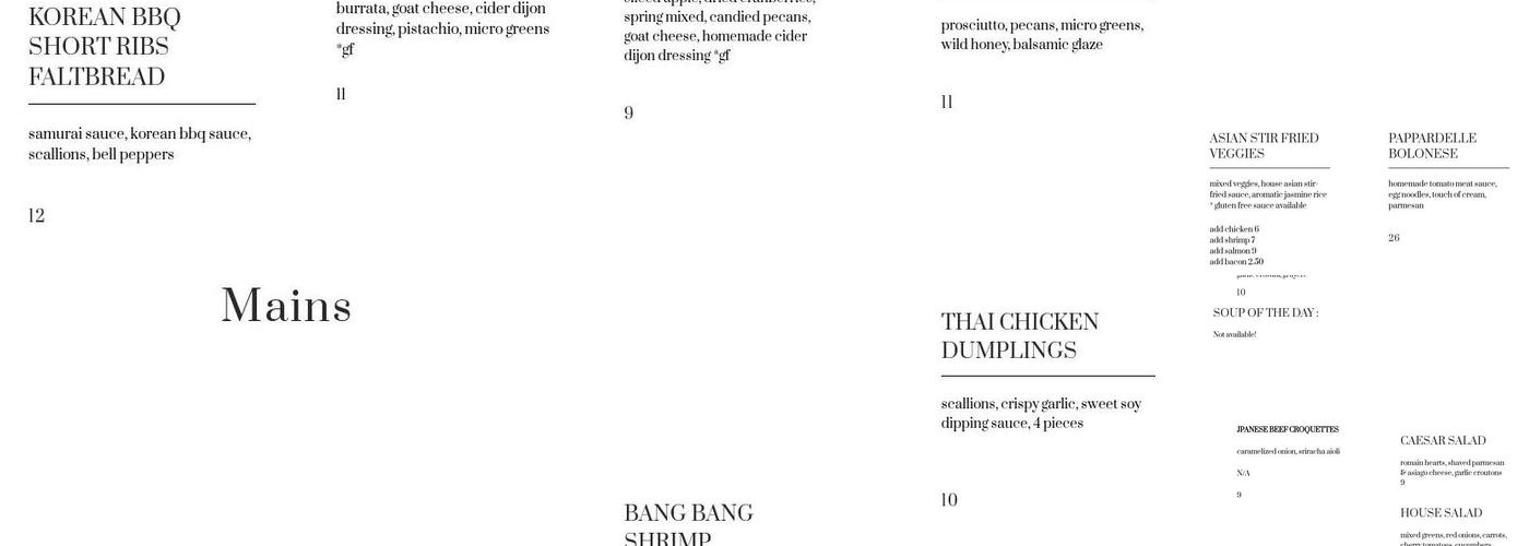 Chow Bistro Menu